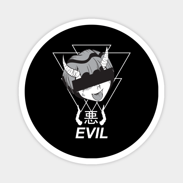 Evil Anime Girl Japanese Aesthetic EGirl Otaku Magnet by wbdesignz